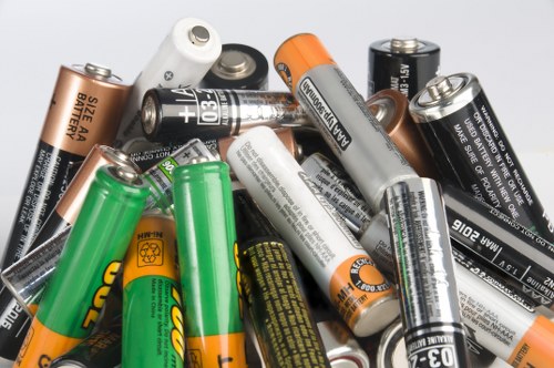 Crew loading a large van in a mixed-use commercial area of Stockwell